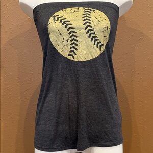 Charcoal Tube TopTop with Gold Softball  Baseball Graphic